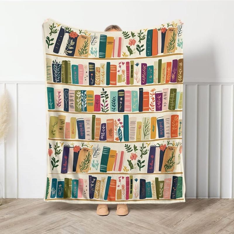 Vintage Bookshelf Library Throw Blanket